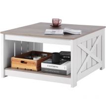 Vevor - Couchtisch Kaffeetisch im Farmhouse-Stil, quadratischer Couchtisch mit offenem Ablagefach, 81,7 kg belastbar rustikaler Cocktailtisch aus
