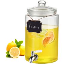 Distributeur de boissons de 1 gallon pour les fetes, distributeur de jus en verre avec robinet en acier inoxydable, distributeur de l'eau de jus de