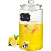 Distributeur de boissons de 2 gallons pour les fetes, distributeur de jus en verre avec robinet en acier inoxydable, distributeur de l'eau de jus de