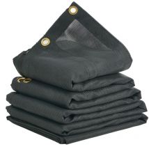 VEVOR Dump Truck Mesh Tarp, 7 x 14 ft, PVC Coated Black Heavy Duty Cover with 5.5" 18oz Double Pocket, Brass Grommets, Reinforced Double Needle