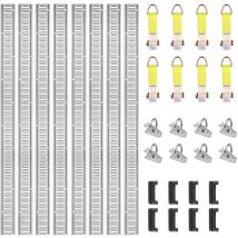 Mophorn - vevor E-Track-Schienen-Set, 24-teiliges 1524 mm E-Track-Set inkl. 8 Stahlschienen & 8 O-Ring-Anker & 8 Zurrgurte mit D-Ring,