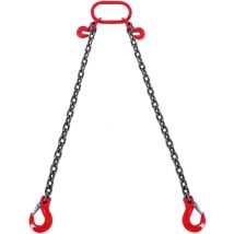 Elingue Chaine de Levage a 2 Brins avec Crochets et Ajusteurs, 8 mm x 180 cm, Capacite de Charge 2993 kg, Grade 80, pour Chariot Elevateur, Palan a