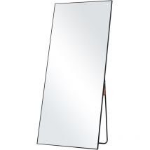 Espejo de longitud completa, 71'' x 31'', espejo templado rectangular extra grande para colgar o inclinarse con soporte, marco de aleación de