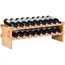 Etagere a vin modulaire pour 18 bouteilles, rangement en bois de bambou a 2 niveaux, etagere autoportante pour cuisine, bar, cave - Stable,