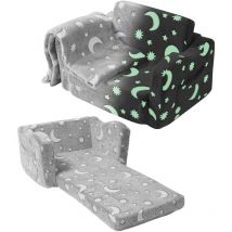 Vevor Fauteuil pour Enfants Pliable Canape pour Enfants Eponge 25D Haute Densite Housse et Couverture Phosphorescent en Tissu Polaire Sofa