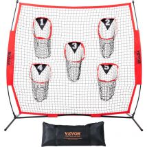Vevor Filet deEntrainement pour Football Americain Portable 186,5x190 cm Filet de Passe de Rugby avec 5 Poches de Cible Entraineur pour Ameliorer la