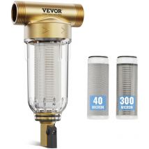 Filtro per Acqua Riutilizzabile 97 x 66 x 198 mm Filtro per Sedimenti per Tutta Casa 40 Micron + 300 Micron Filtro Sedimenti per Acqua di Pozzo, per