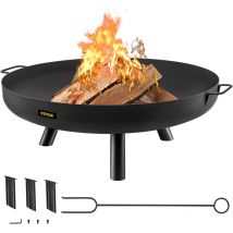 Fire Pit Bowl, 28-Inch Deep Round Carbon Steel Fire Bowl, Wood Burning for Outdoor Patios, Backyards & Camping Uses, with a Drain Hole, Portable