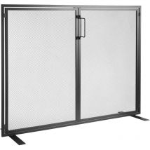 Fireplace Screen 1 Panel with Door, Sturdy Iron Mesh Fireplace Screen, 990(L) x780(H)MM Spark Guard Cover, Simple Installation, Free Standing Fire
