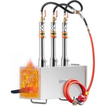 Vevor - Forge a Gaz Propane Portable, Four de Forge a Gaz Carre avec 3 Bruleurs, Temperature Max 1427 °C, Outils et Equipements de Forgeage au Gaz en