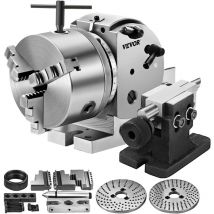 Mophorn - vevor Teilapparat mit backenfutter MT2, Rotary Tisch mit Indizierung Höhe der Mitte 100 mm, Dividing Head 23 kg, Rotary Tisch mit Tellern,