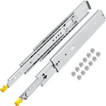 Glissieres de Tiroir avec Verrouillage a Billes 2 pcs 81.3 cm, Coulisses Tiroir Extension 3 Sections Depliable 162.6 cm Acier Lamine a Froid 227 kg