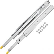 Glissieres Tiroir avec Verrouillage a Billes 2 pcs 101,6 cm Coulisses Tiroir Extension 3 Sections Depliable 203,2 cm Acier Lamine a Froid 227 kg