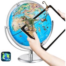 Globe educatif pour enfants, 254 mm, globe terrestre interactif ar app Golden Globe, eclairage nocturne led, rotation 720° pour enfants compatibles