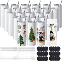 Mophorn - vevor Gobelets Thermos a Sublimation de 59 cL, 24PCs, Fins et Droits, Bouteille Sublimable en Acier Inoxydable, Vierges, a Double Paroi,
