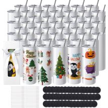 Mophorn - vevor Gobelets Thermos a Sublimation de 59 cL, 50PCs, Fins et Droits, Bouteille Sublimable en Acier Inoxydable, Vierges, a Double Paroi,