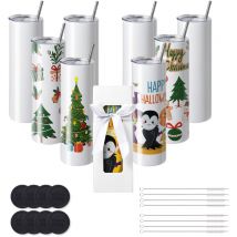 Mophorn - vevor Gobelets Thermos a Sublimation de 89 cL, 8PCs, Fins et Droits, Bouteille Sublimable en Acier Inoxydable, Vierges, a Double Paroi,