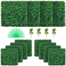 Panneaux de Buis Artificiels 20X20pouce Haie Artificielle Realiste 12pcs Protection uv Panneaux Muraux de Haie de Buis Construction Solide Frais Faux