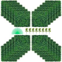 Panneaux de Buis Artificiels 20X20pouce Haie Artificielle Realiste 24pcs Protection uv Panneaux Muraux de Haie de Buis Construction Solide Frais Faux