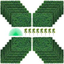 Panneaux de Buis Artificiels 24X 16pouce Haie Artificielle Realiste 24pcs Protection uv Panneaux Muraux de Haie de Buis Construction Solide Frais