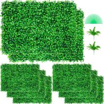 VEVOR Panneaux de Buis Artificiels 24X 16pouce Haie Artificielle Realiste 8pcs Protection UV Panneaux Muraux de Haie de Buis Construction Solide
