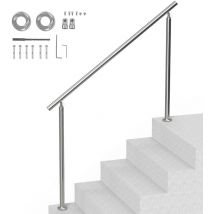 Handrails for Outdoor Steps, 59 in/ 150cm Length Stair Hand Rail Kit, Transitional Stainless Steel Railings with Installation Kit, Double-column