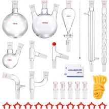Vevor Kit de Distillation de Laboratoire, Kit de Verrerie de Laboratoire en Boro 3,3 avec Joints 24/40, Appareil de Distillation deHuile Essentielle
