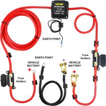 VEVOR Kit de Relais Sensible a la Tension 12 V 140 A Kit deIsolateur de Batterie Double, Relais de Batterie Charge Divise Universel Etanche avec