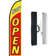 Kit mat de drapeau avec drapeau plume publicitaire, avec 1 drapeau open, 1 poteau, 1 piquet de sol, hauteur totale 498,5 cm pour entreprises
