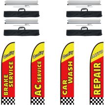 Vevor - Kit mats de drapeau avec drapeaux plumes publicitaires, 4 drapeaux pour reparation automobile, 4 poteaux, 4 piquets de sol, hauteur totale