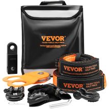 Vevor Kit recuperation tout-terrain 7,6x914,4 cm sangles de remorquage 13608 kg manilles a anneau en d 20000 kg recepteur manille, poulie de bloc