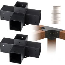 Vevor Kit Supports de Pergola 4x4 po 10x10 cm Support de Poteau Bois de Menuiserie 2 Supports deAngle a 4 Voies Base de Poutres Quincaillerie