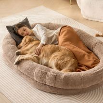 Lit de Chien pour Humains et Animaux de Compagnie, 1825x1220x254 mm, Grand Panier pour Chien de Taille Humaine, Housse Fausse Fourrure Lapin Lavable,