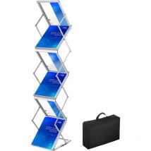 Literature Rack, 6 Pockets, Pop up Aluminum Magazine Rack, Lightweight Catalog Holder Stand with Carrying Bag for Living Room, Hotel, Trade Show,