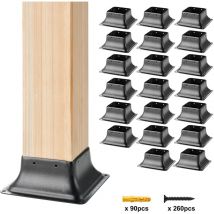 Vevor - Lot de 20 Support de Poteau Bois 4''x4'' 102x102 mm Base de Poteau Interne 91,4x91,4 mm en Acier au Carbone pour Ancrage de Poteau Bois