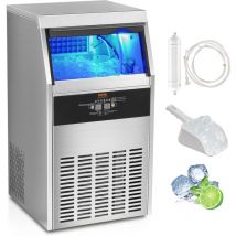 Vevor Macchina Ghiaccio a Cubetti Uso Commerciale Compatta 53kg / 24 ore ca. con 60 Vassoi Capacita Stoccaggio di ca. 15kg, Macchina per Ghiaccio