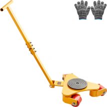 Machinery Skate Dolly, 6614 LBS/3T Industrial Machinery Mover with Handle, Carbon Steel Machinery Moving Skate with 3 360° Swivel pu Wheels, 360°