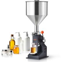 Vevor - Manual Paste Liquid Filling Machine, 5-50ml Bottle Filler, Adjustable Bottle Filling Machine, Stainless Steel Liquid Filler with Hopper for