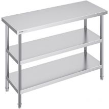 Vevor - Mesa de Preparación de Alimentos 457x1219x864 mm Mesa de Trabajo de Cocina Comercial de Acero Inoxidable con 2 Estantes Inferiores Ajustables