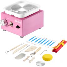 Vevor - Mini Tour de Potier, Vitesse Reglable 0-320 tr/min, Roue de Poterie avec Bassin Amovible, 2 Plateaux Tournants de 6,5 cm et 10 cm, 18