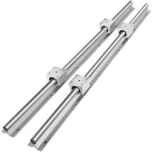 Miniature Rail Lineaire Guide SBR16-600 mm, 4 Blocs de Roulement SBR16UU 2 Arbres de Rail, Guidage Lineaire Rail de Glissiere de Precision pour