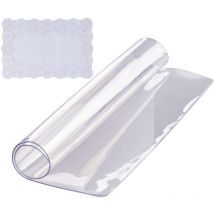 Vevor Nappe Carree Transparente 30,5x30,5 cm Film de Table Transparent en pvc Epaisseur 1,5 mm avec Coins Arrondis Decouper sur Mesure avec Nappe en