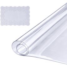 Vevor Nappe Rectangle Transparente 61,4x30,6 cm Film de Table Transparent en pvc Epaisseur 1,5 mm avec Coins Arrondis Decouper sur Mesure avec Nappe