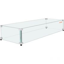 Vevor Paravento in Vetro per Tavolo da Braciere Rettangolare 29 x 13 x 6,5 Pollici, Pannello in Vetro Temperato 0,8 cm con Staffa Angolare in