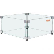 Mophorn - vevor Pare-vent pour Foyer a Gaz, 543x543x191 mm Pare-vent en Verre Trempe pour Brasero Ecran de Protection Carre Pare-flamme Robuste