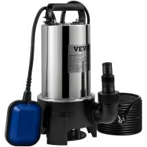 Vevor - Pompe de Relevage Eaux Chargees 1100 w Pompe d'Evacuation pour Eaux Chargees, 333,3 L/min Pompe Immergee Vide Piscine Cave Fosse Septique