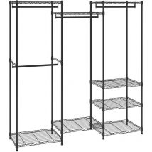 Vevor - Portant a Vetements 174x45x180 cm Charge 360 kg Porte-Manteau avec 8 Etageres et 4 Tringles Penderie a Vetements en Acier au Carbone Reglable