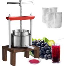 Mophorn - vevor Pressoir a Fruits Manuel 2 l Pressoir a Vin en Acier Inoxydable Base en Bois Presse-Fruits Manuel Baril Interieur 14 x 13 cm Broyeur