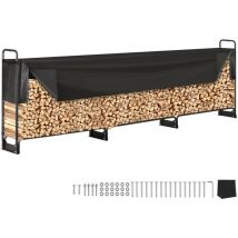Vevor - Mophorn 12.7FT Outdoor Firewood Rack with Cover, Heavy Duty Firewood Holder, 600D Oxford Waterproof, Fireplace Patio Log Storage Rack 3/4 Cord
