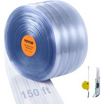 Rideau a Laniere pvc, 4572x20 cm, Rideau Lamelles Transparent, Rouleau Bande de Porte en Plastique Nervure Epaisseur 2 mm pour Portes de Supermarche,